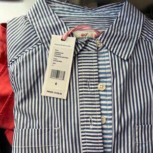 NWT Vineyard Vines Striped Margo Shirt Dress, Ocean Reef color, Size 6